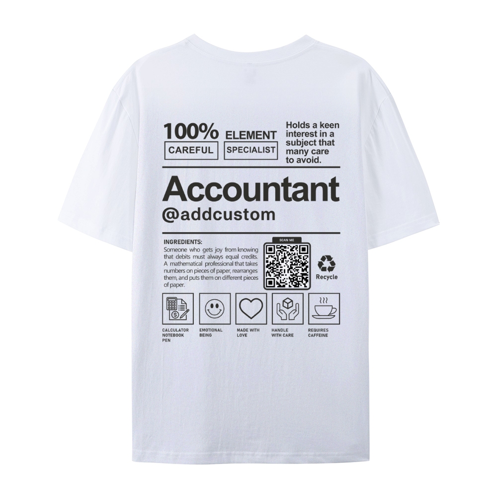 Accountant Addcustom QR Code Casual Short Sleeve T-Shirt Customscool