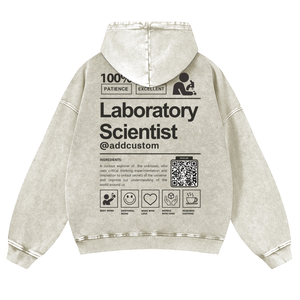 Laboratory Scientist Addcustom QR Code Casual Washed Hoodie