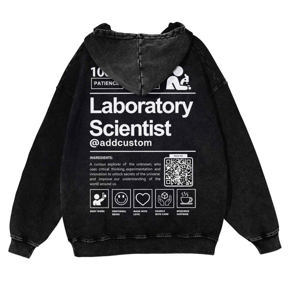 Laboratory Scientist Addcustom QR Code Casual Washed Hoodie