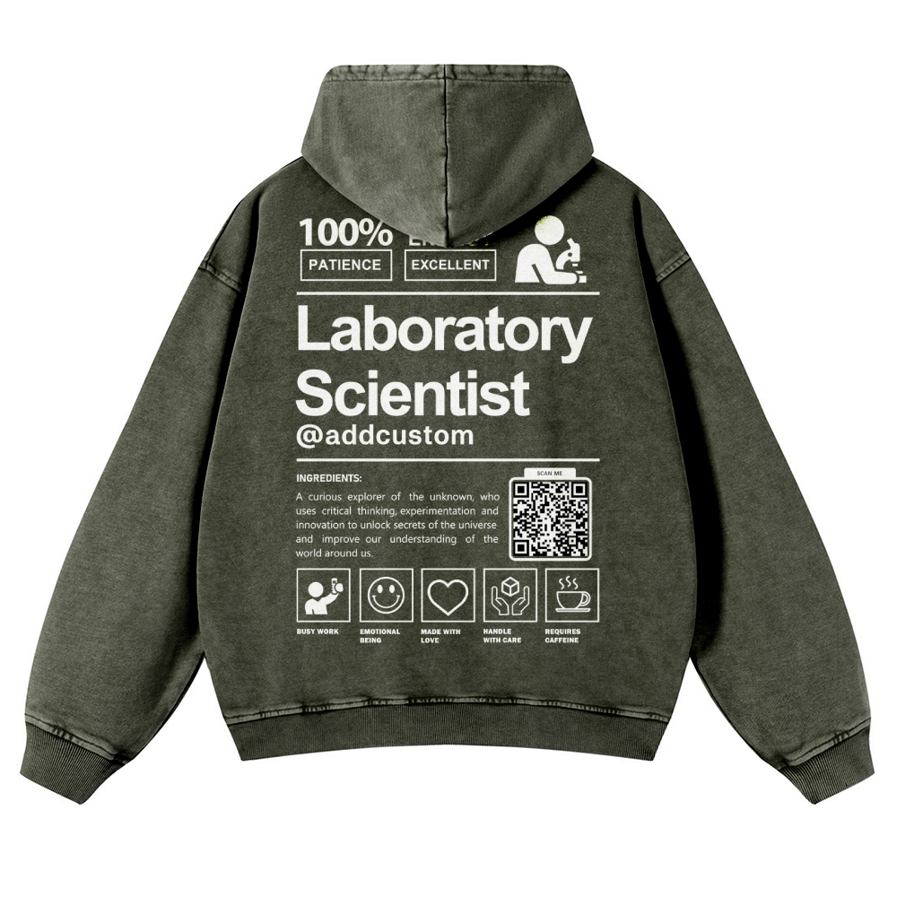 Laboratory Scientist Addcustom QR Code Casual Washed Hoodie