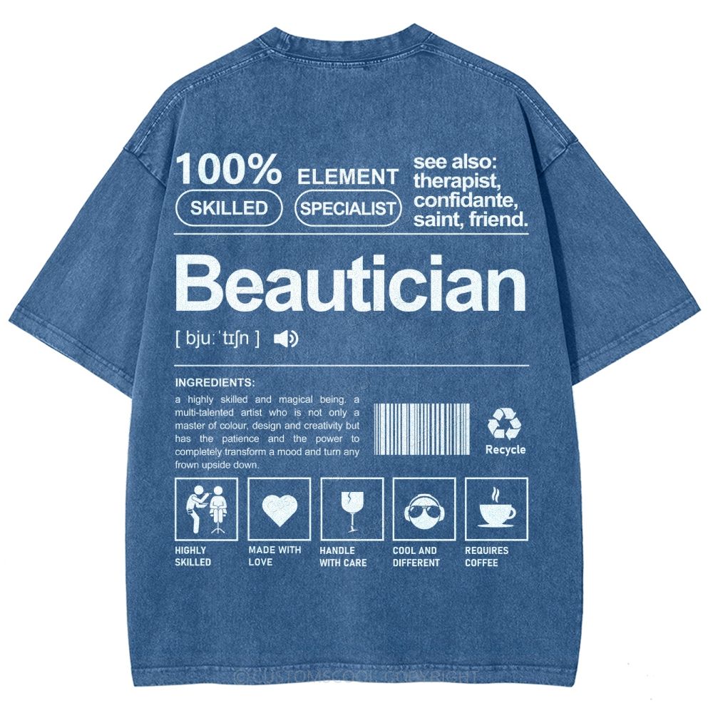 Beautician Unisex Fit Washed T-Shirt Customscool