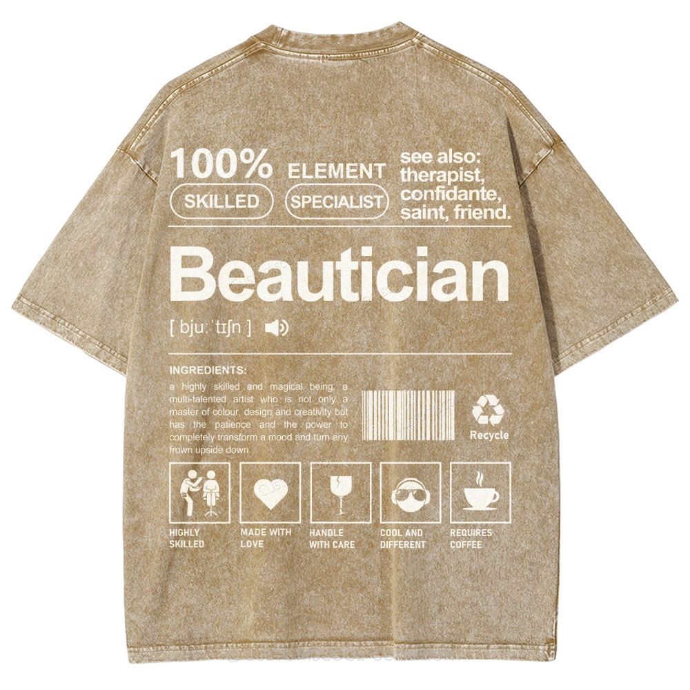Beautician Unisex Fit Washed T-Shirt Customscool