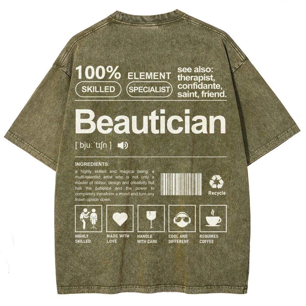 Beautician Unisex Fit Washed T-Shirt Customscool
