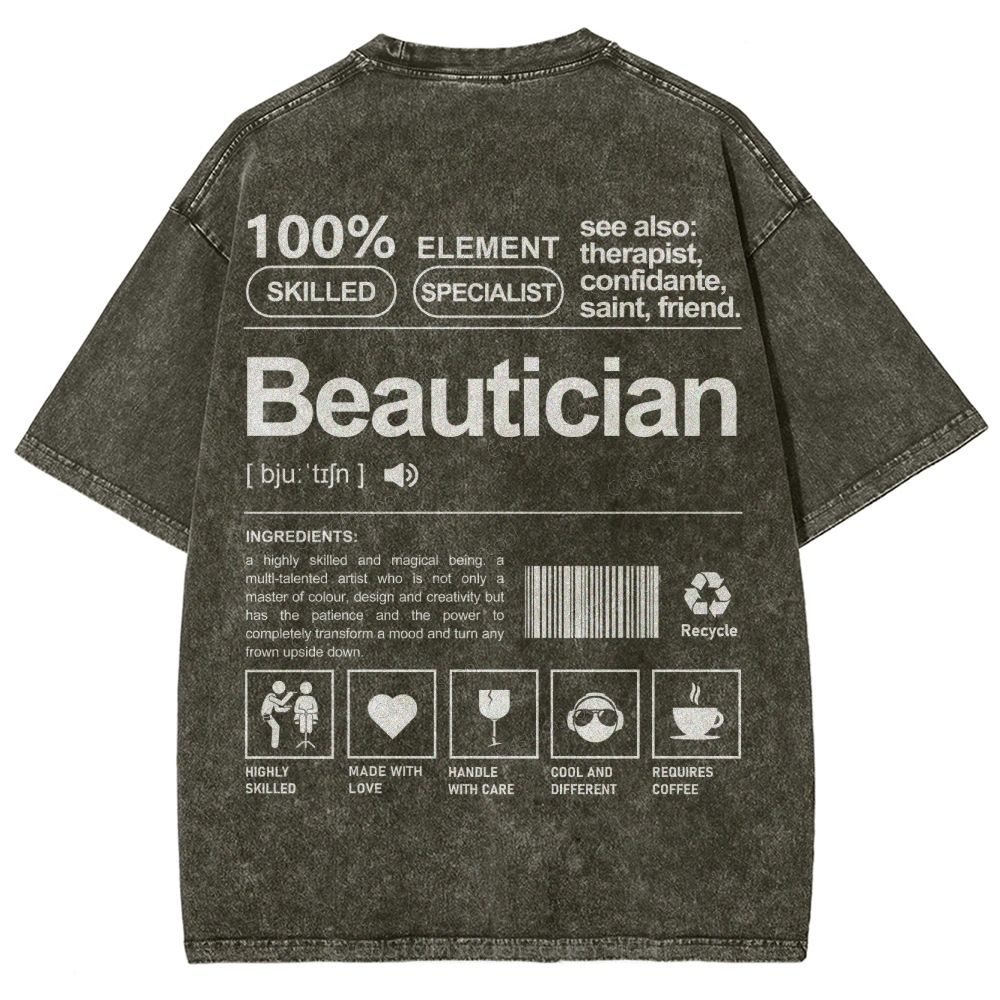 Beautician Unisex Fit Washed T-Shirt Customscool