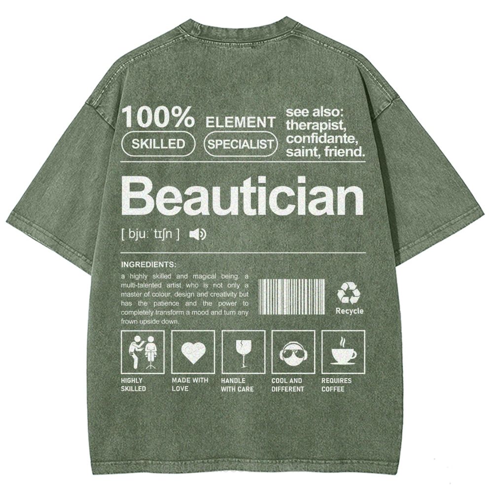 Beautician Unisex Fit Washed T-Shirt Customscool