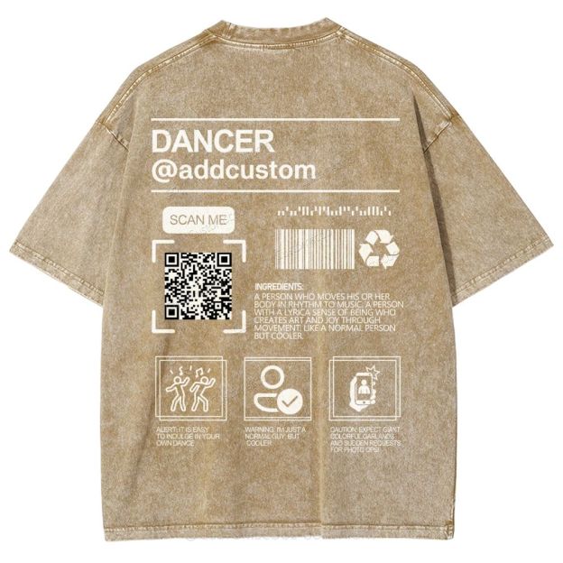 Dancer Addcustom QR Code Name Unisex Fit Washed T-Shirt Customscool