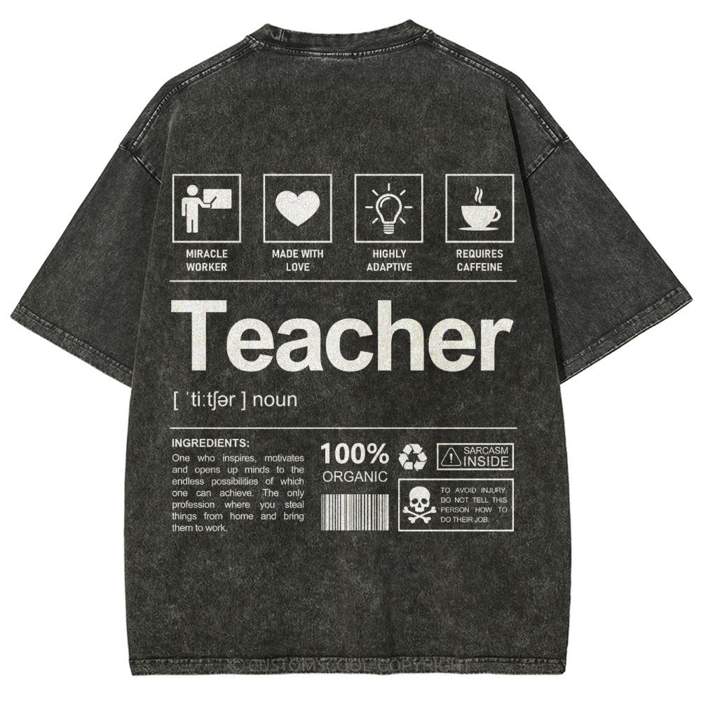 Teacher Unisex Fit Washed T-Shirt Customscool