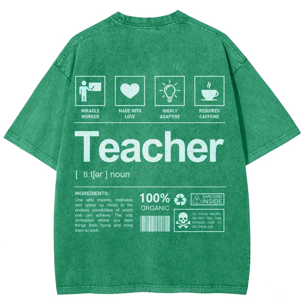 Teacher Unisex Fit Washed T-Shirt Customscool