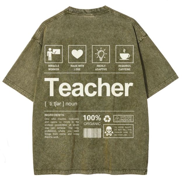 Teacher Unisex Fit Washed T-Shirt Customscool