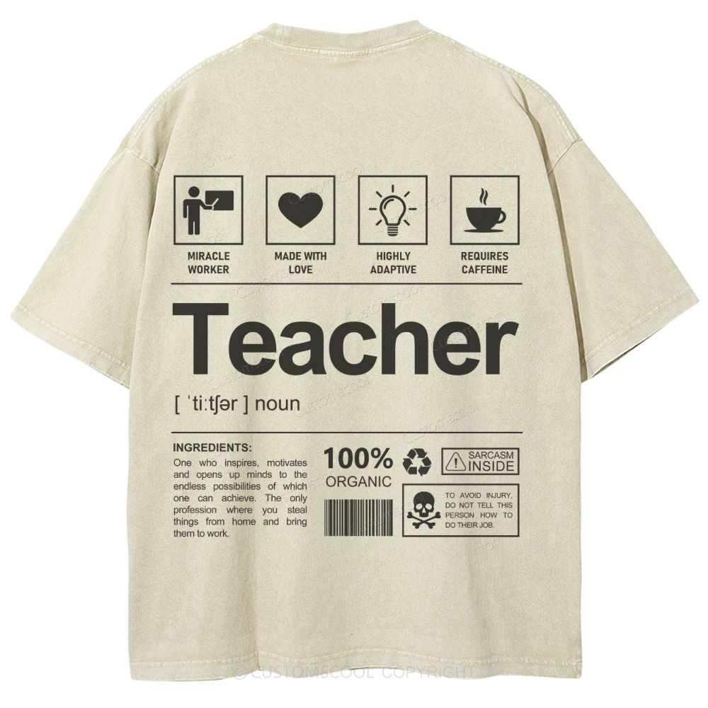 Teacher Unisex Fit Washed T-Shirt Customscool