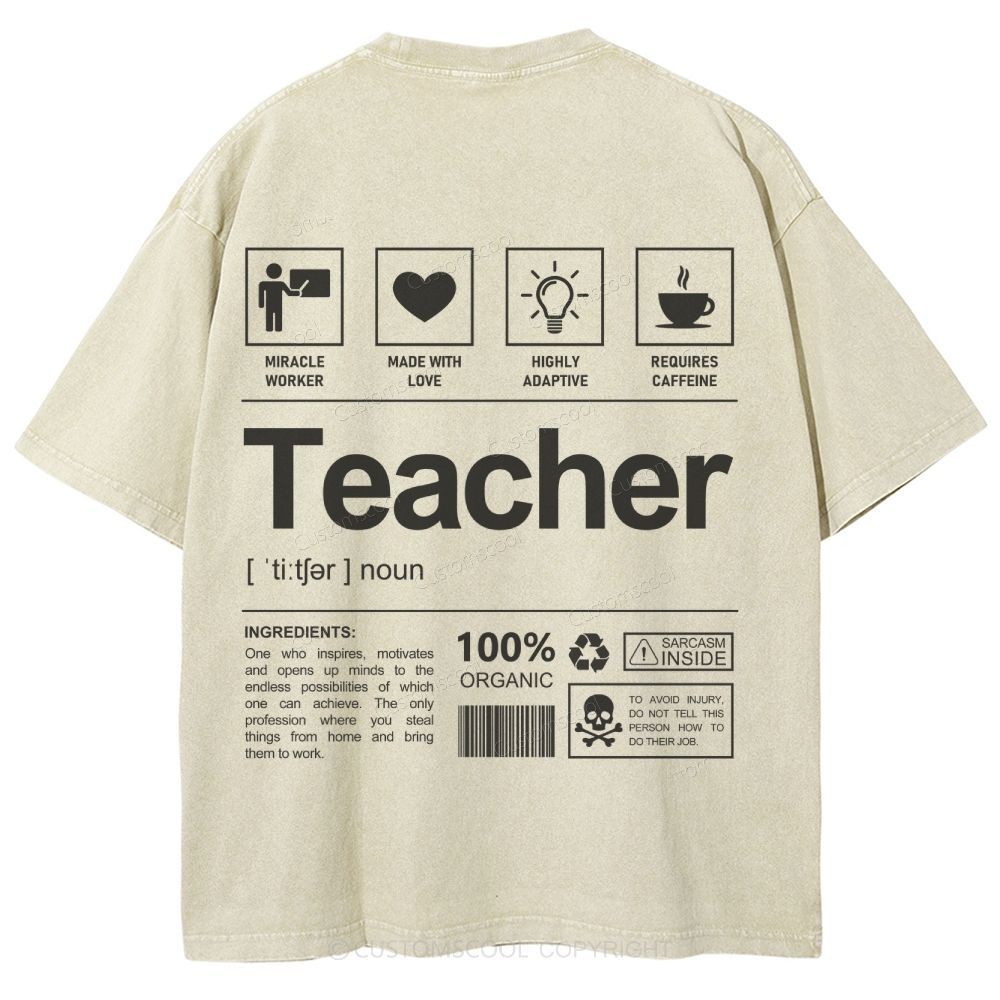 Teacher Unisex Fit Washed T-Shirt Customscool