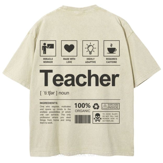 Teacher Unisex Fit Washed T-Shirt Customscool