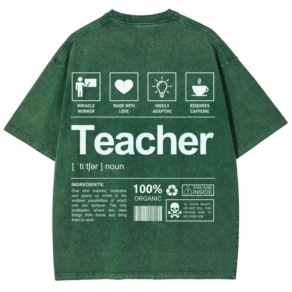 Teacher Unisex Fit Washed T-Shirt Customscool