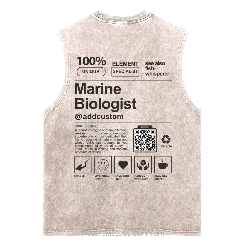 Marine Biologist Addcustom OR Code Unisex Washed Tank Top Customscool