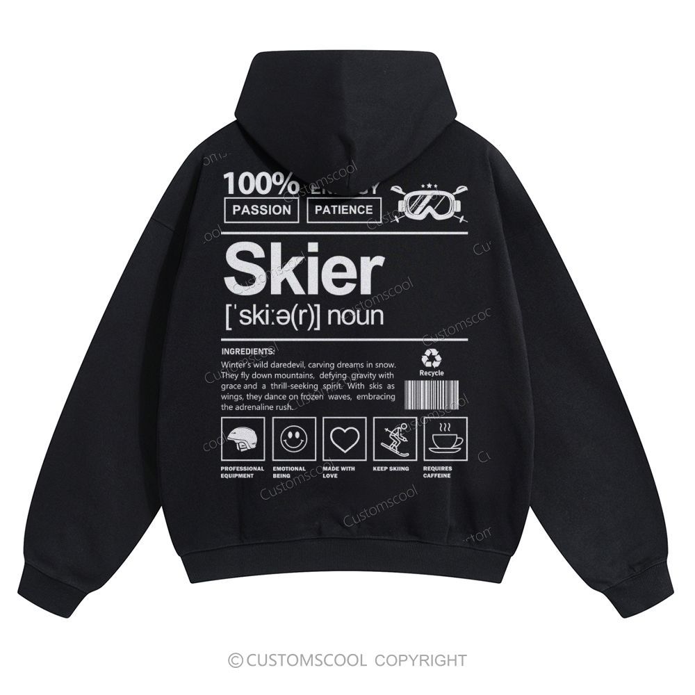 Skier Solid Color Hoodie Customscool