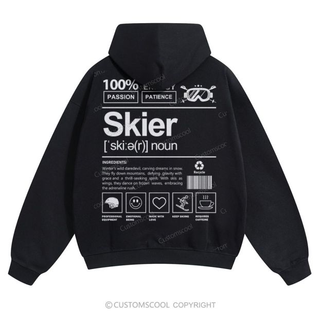 Skier Solid Color Hoodie Customscool