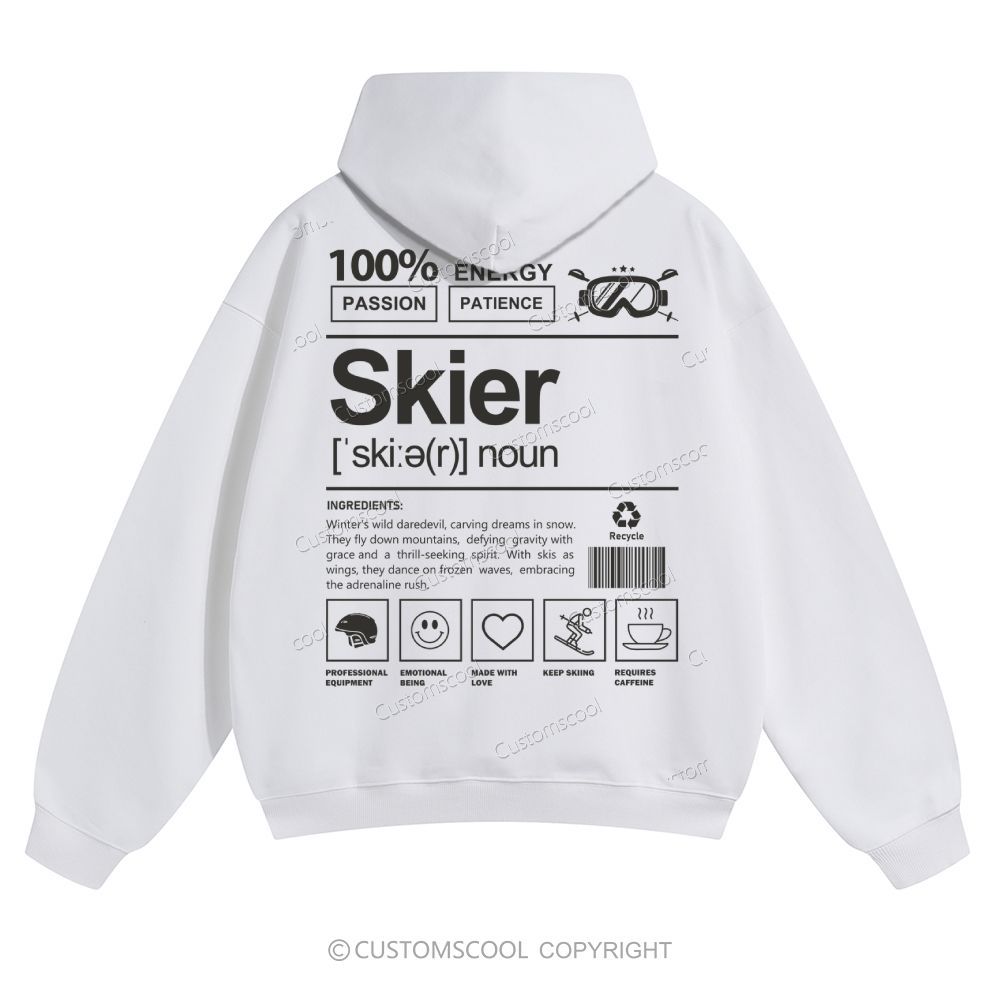 Skier Solid Color Hoodie Customscool