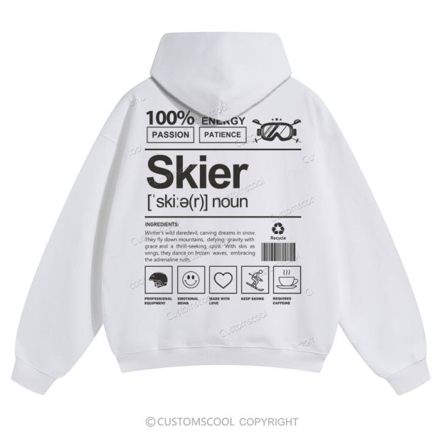 Skier Solid Color Hoodie Customscool