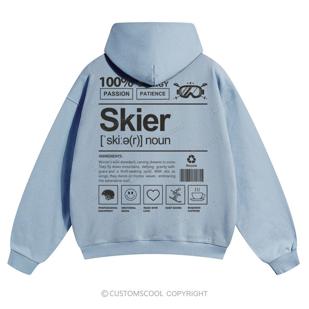 Skier Solid Color Hoodie Customscool
