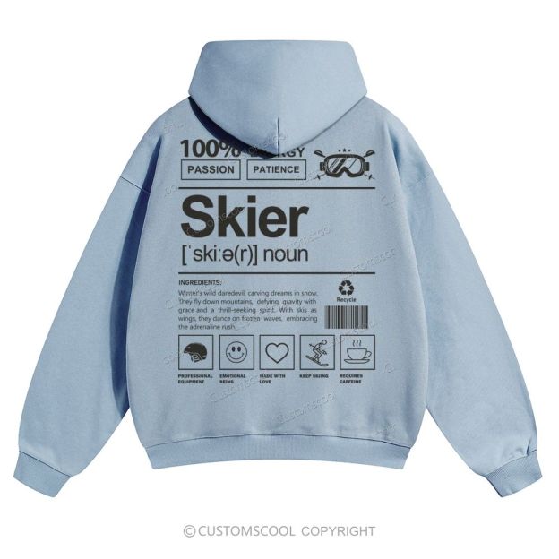 Skier Solid Color Hoodie Customscool