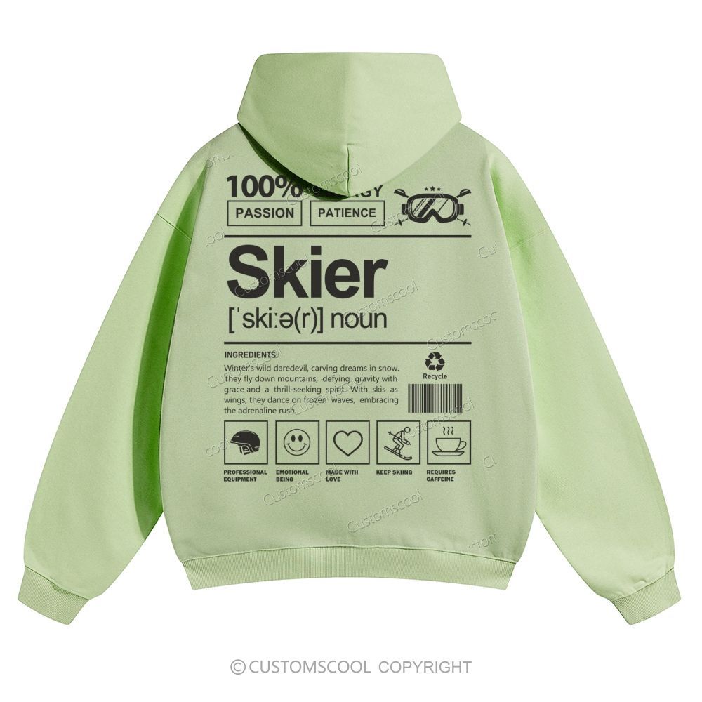 Skier Solid Color Hoodie Customscool