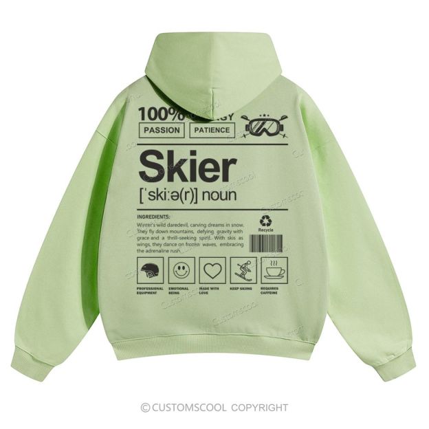 Skier Solid Color Hoodie Customscool