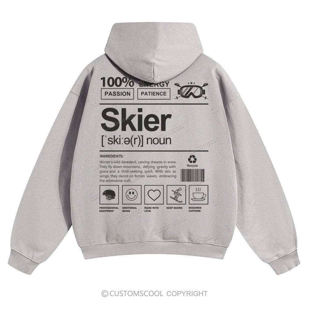 Skier Solid Color Hoodie Customscool