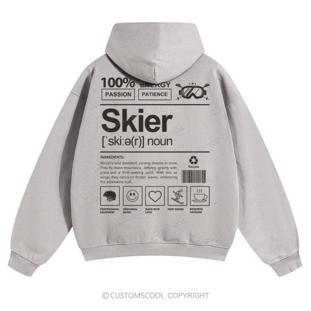 Skier Solid Color Hoodie Customscool
