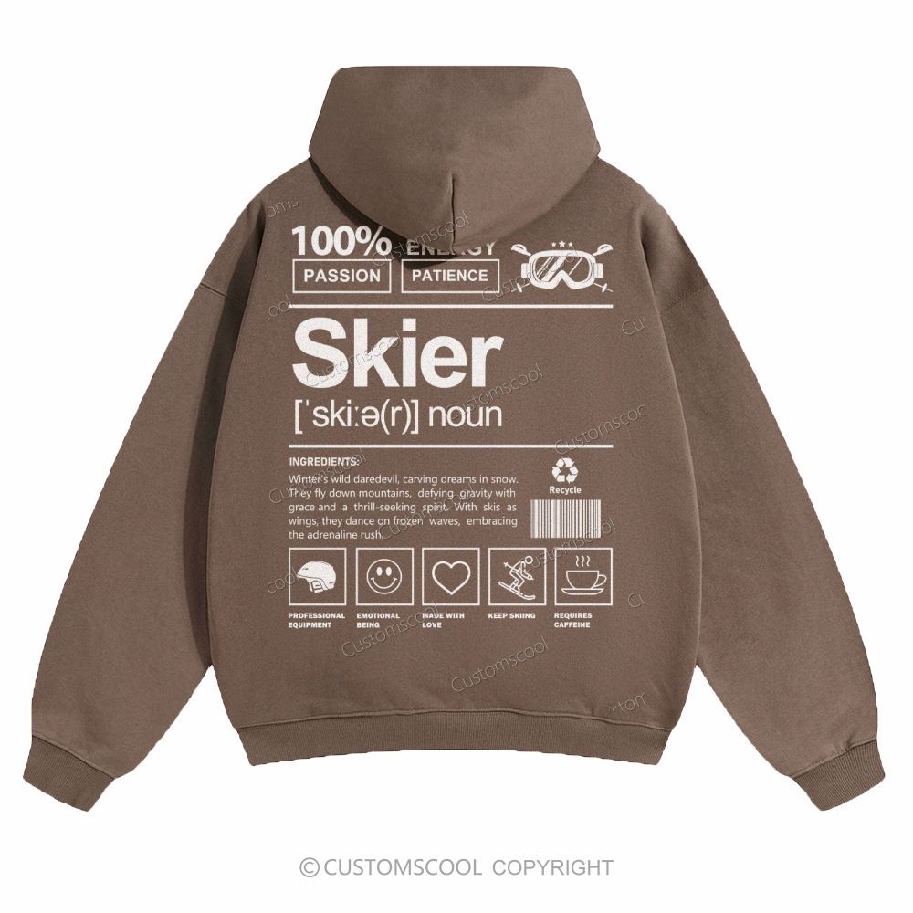 Skier Solid Color Hoodie Customscool