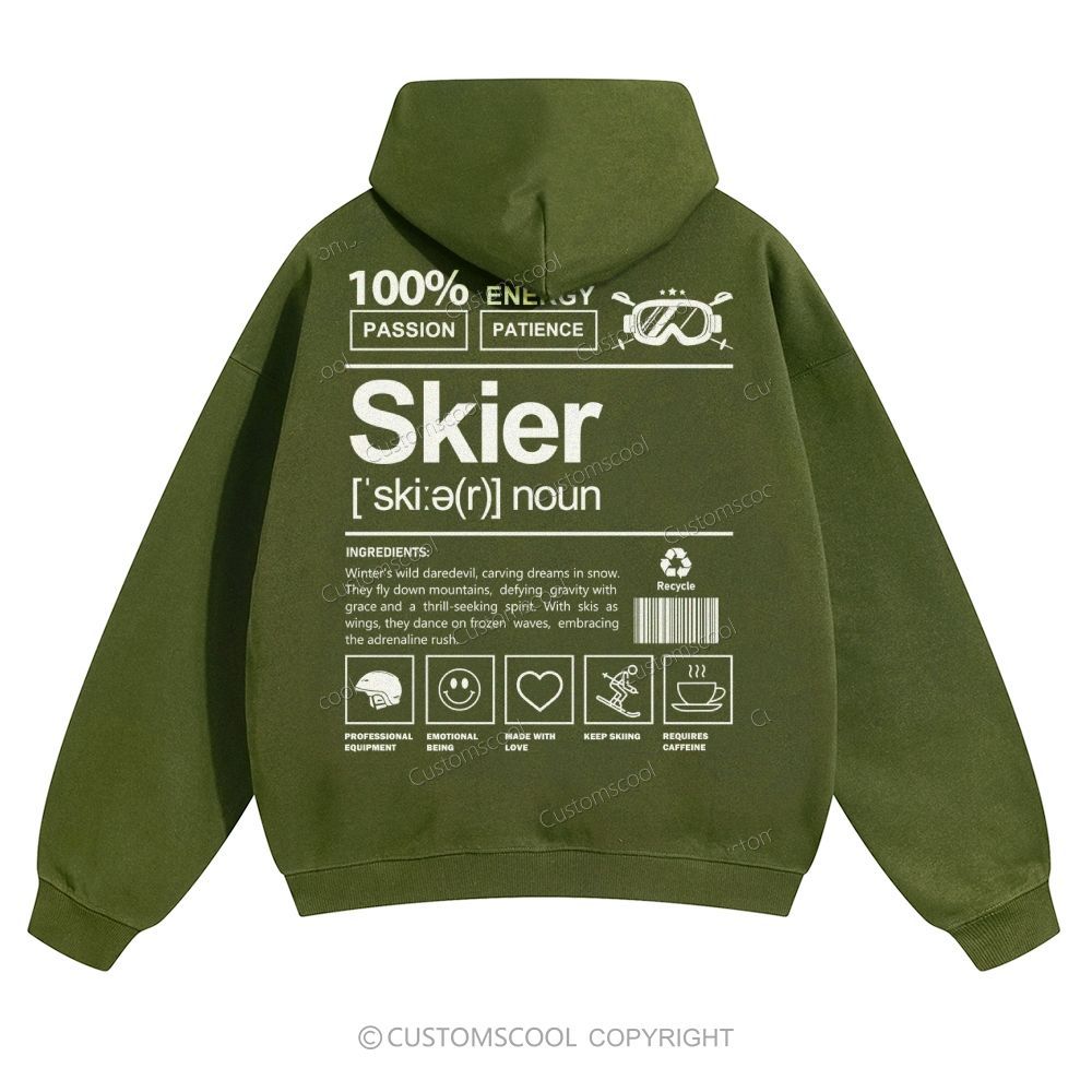 Skier Solid Color Hoodie Customscool