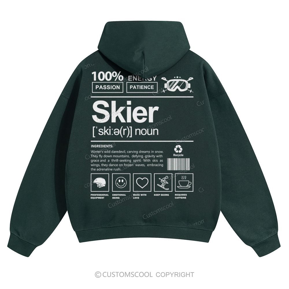 Skier Solid Color Hoodie Customscool