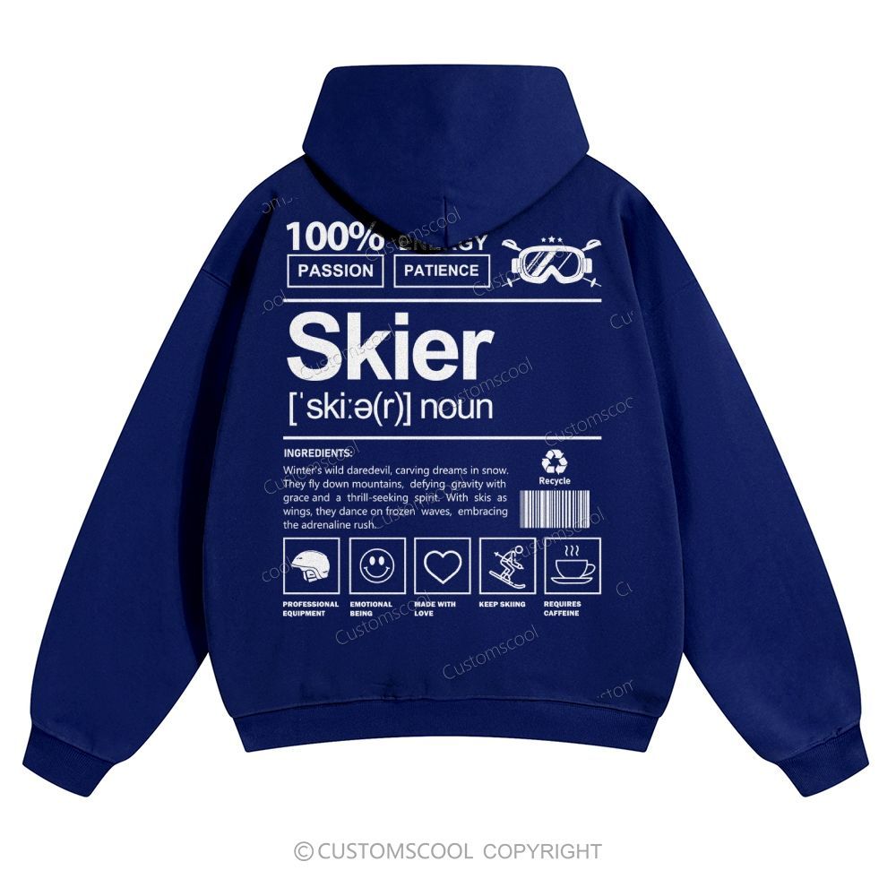 Skier Solid Color Hoodie Customscool