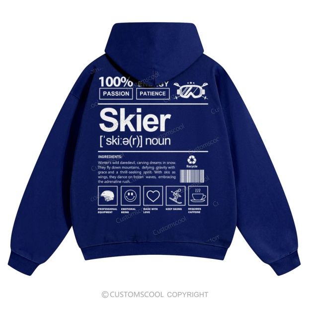Skier Solid Color Hoodie Customscool