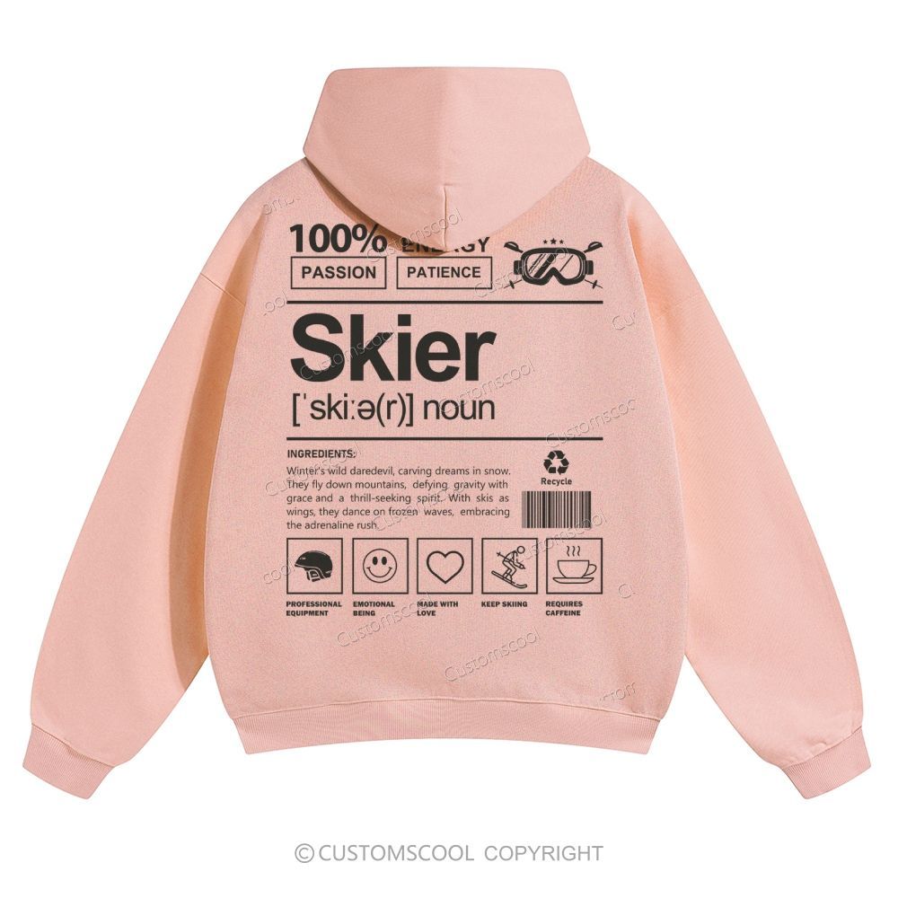 Skier Solid Color Hoodie Customscool