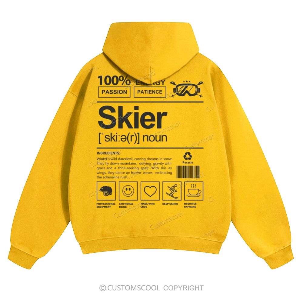Skier Solid Color Hoodie Customscool