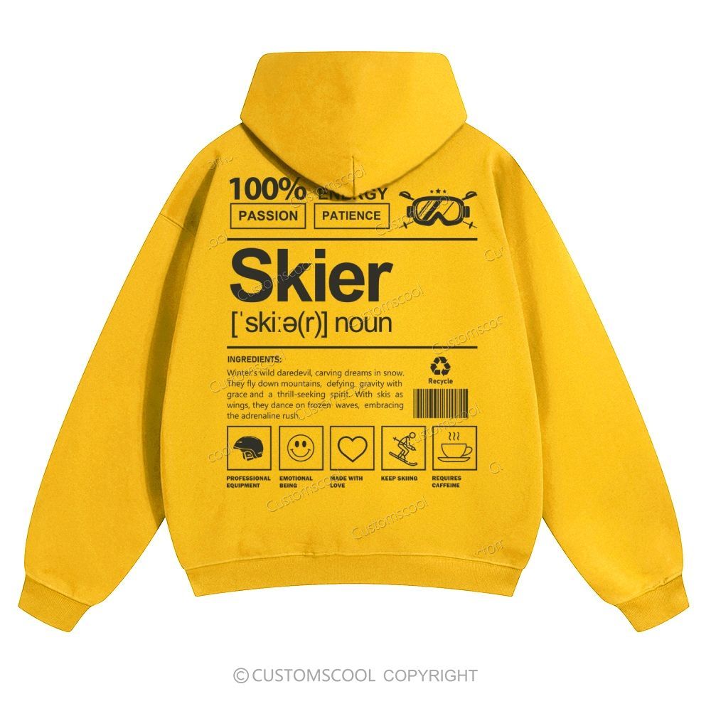 Skier Solid Color Hoodie Customscool