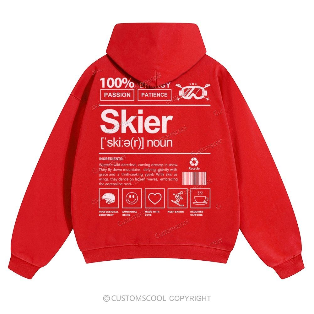 Skier Solid Color Hoodie Customscool