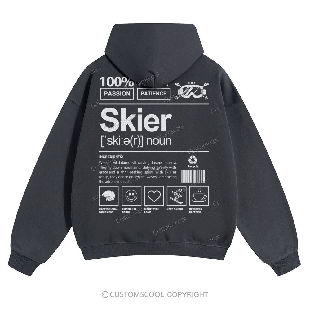 Skier Solid Color Hoodie Customscool