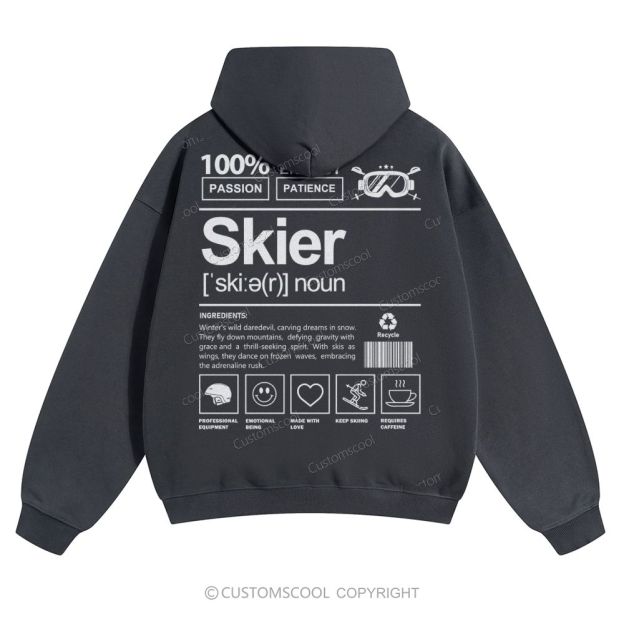 Skier Solid Color Hoodie Customscool