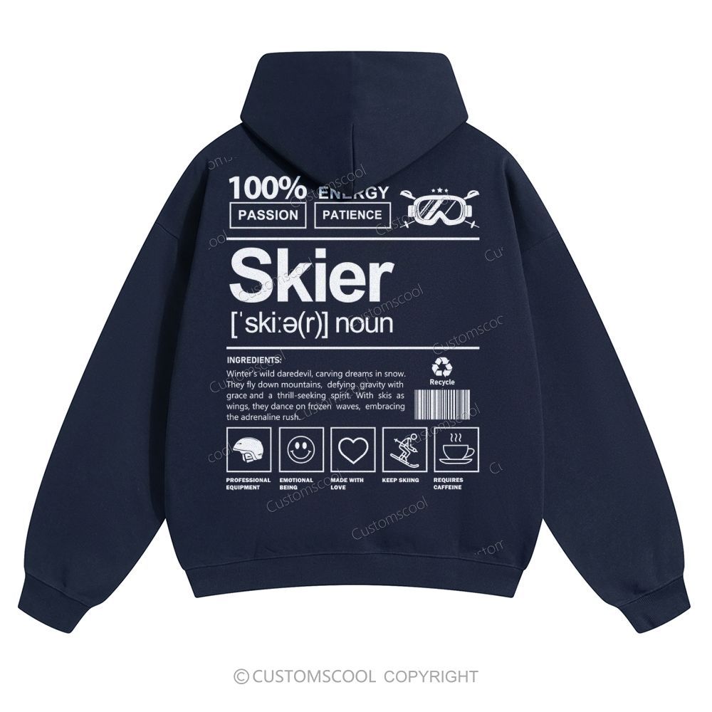 Skier Solid Color Hoodie Customscool
