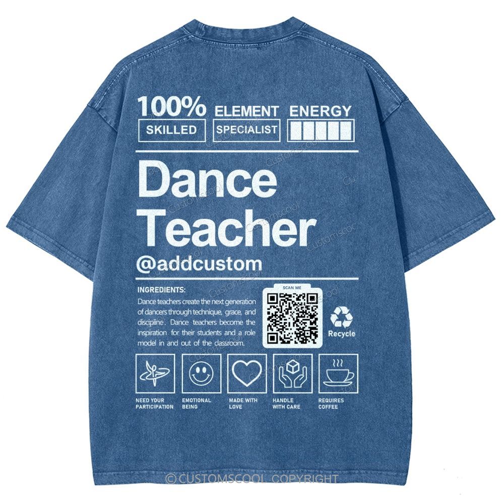 Dance Teacher Addcustom QR Code Unisex Fit Washed T-Shirt Customscool