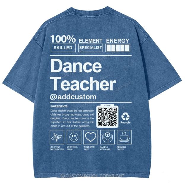 Dance Teacher Addcustom QR Code Unisex Fit Washed T-Shirt Customscool