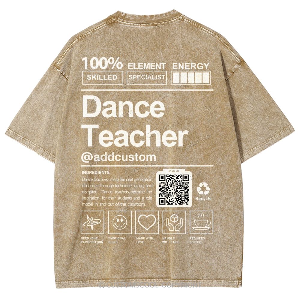 Dance Teacher Addcustom QR Code Unisex Fit Washed T-Shirt Customscool