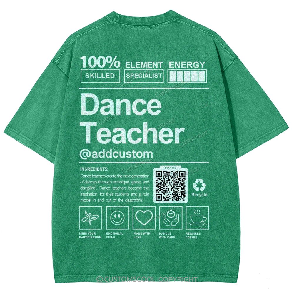 Dance Teacher Addcustom QR Code Unisex Fit Washed T-Shirt Customscool