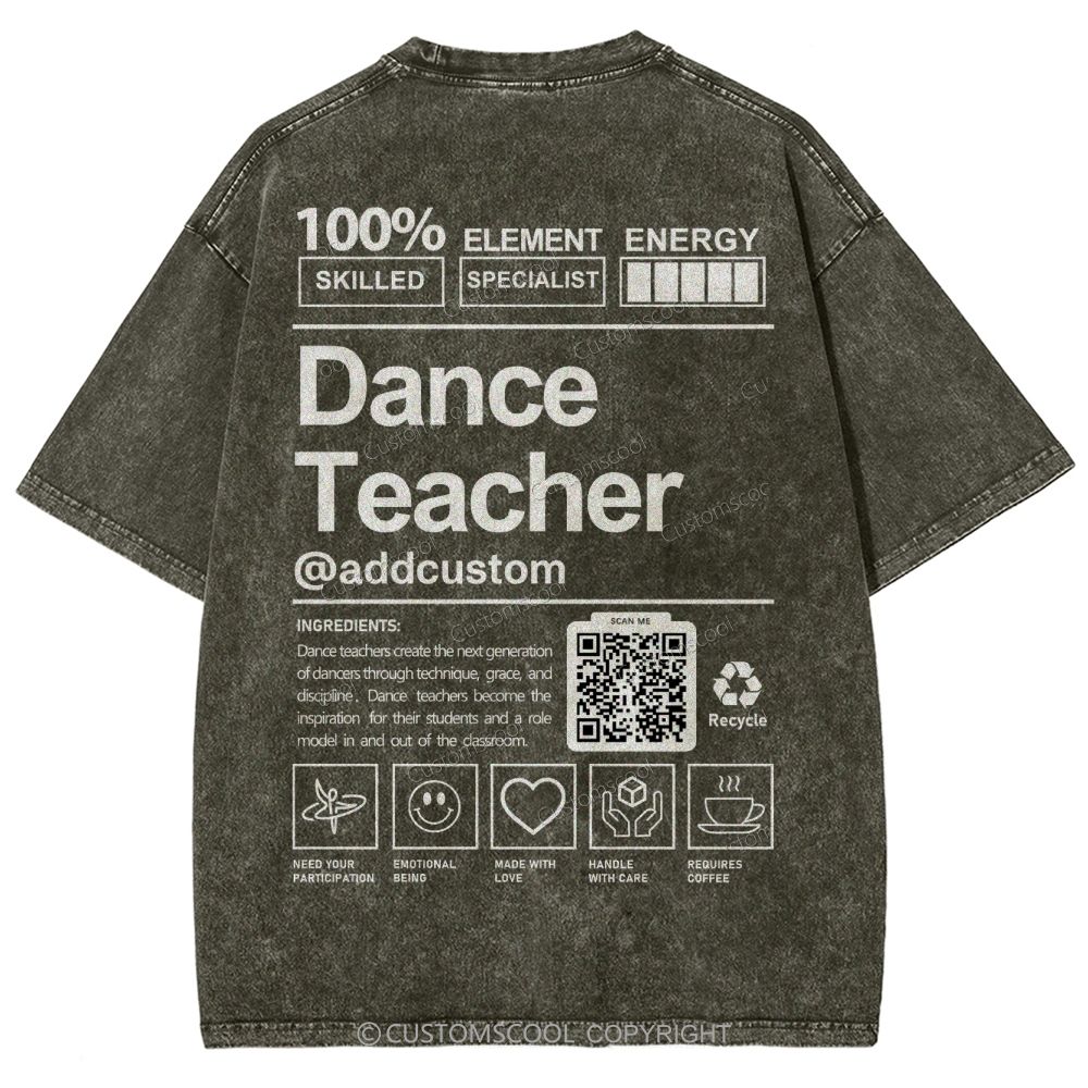Dance Teacher Addcustom QR Code Unisex Fit Washed T-Shirt Customscool