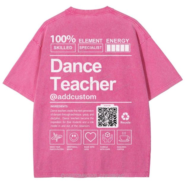 Dance Teacher Addcustom QR Code Unisex Fit Washed T-Shirt Customscool