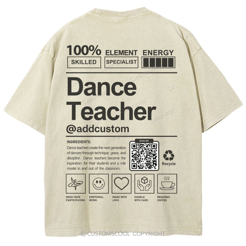 Dance Teacher Addcustom QR Code Unisex Fit Washed T-Shirt