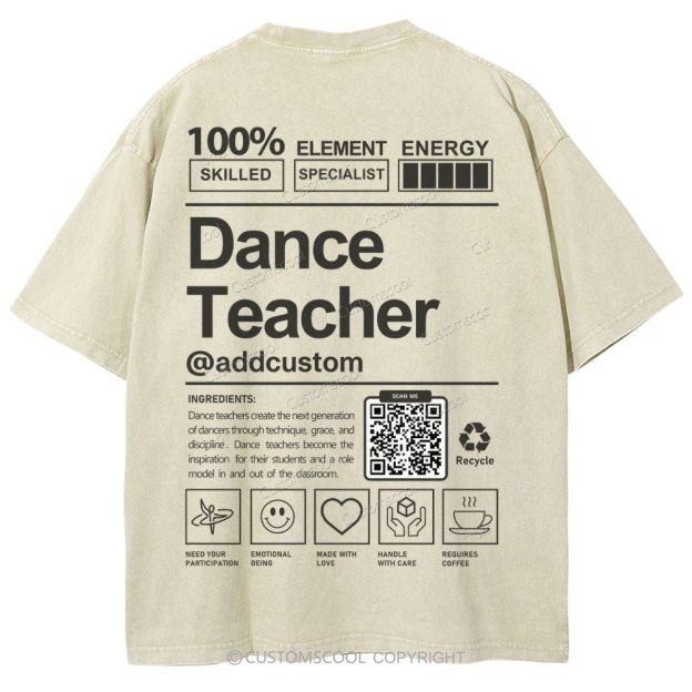 Dance Teacher Addcustom QR Code Unisex Fit Washed T-Shirt Customscool