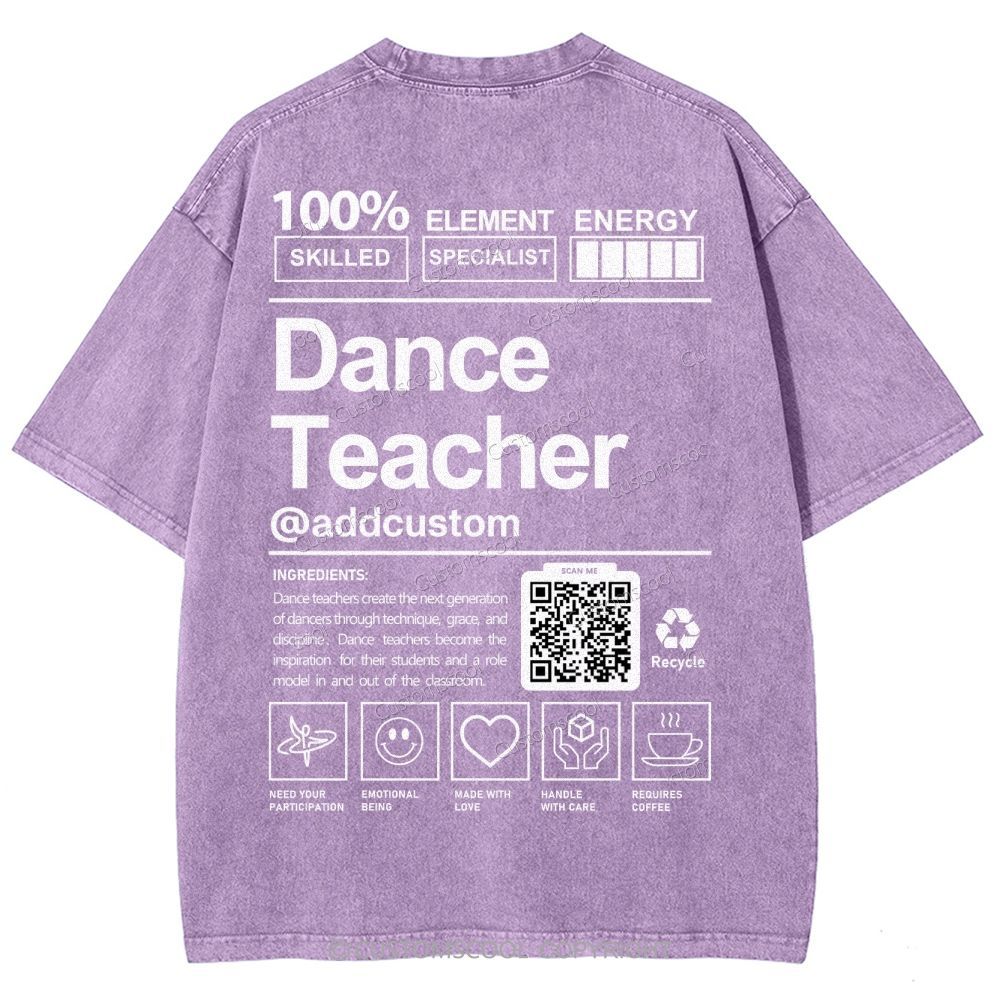 Dance Teacher Addcustom QR Code Unisex Fit Washed T-Shirt Customscool