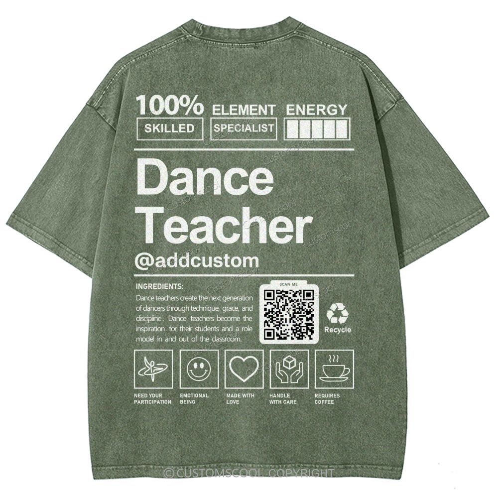 Dance Teacher Addcustom QR Code Unisex Fit Washed T-Shirt Customscool